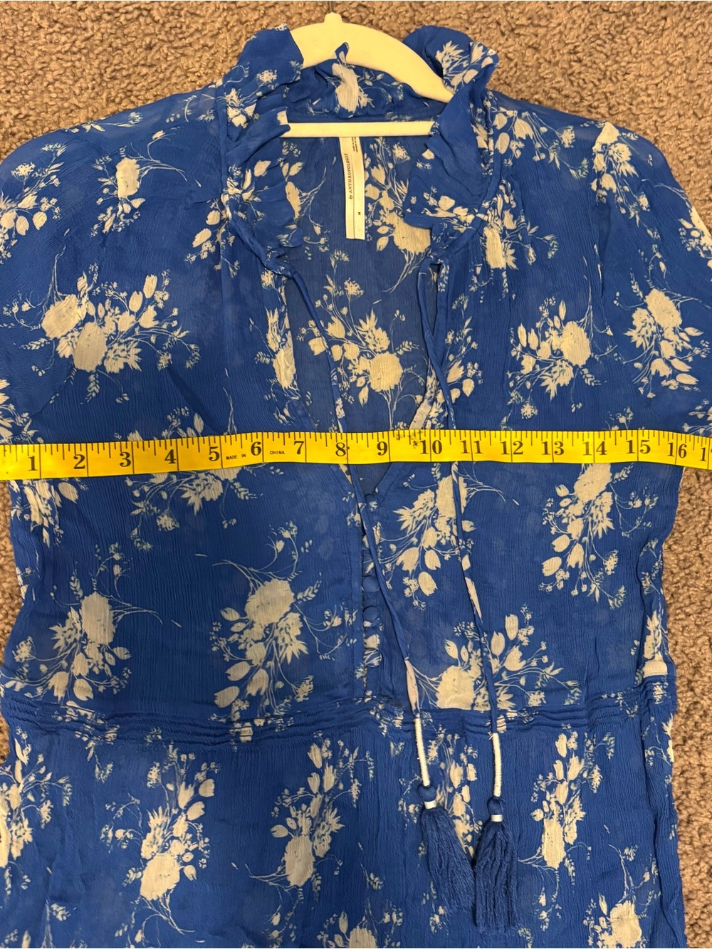 Anthropologie Blue Marais Printed Chiffon Maxi Dress • Size Medium - Picture 7 of 12